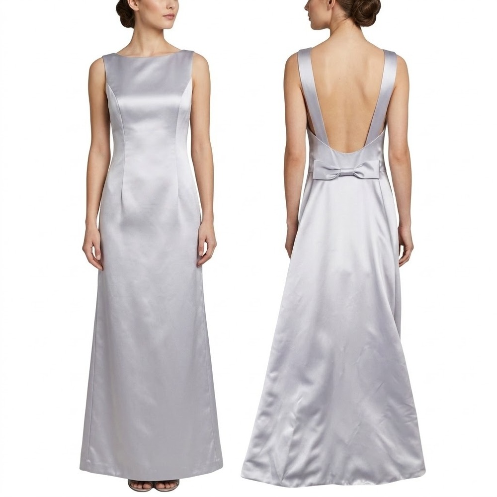 Vintage Gunne Sax Jessica McClintock Lavender Satin Gown Junior 7/8 Bow Back 90s